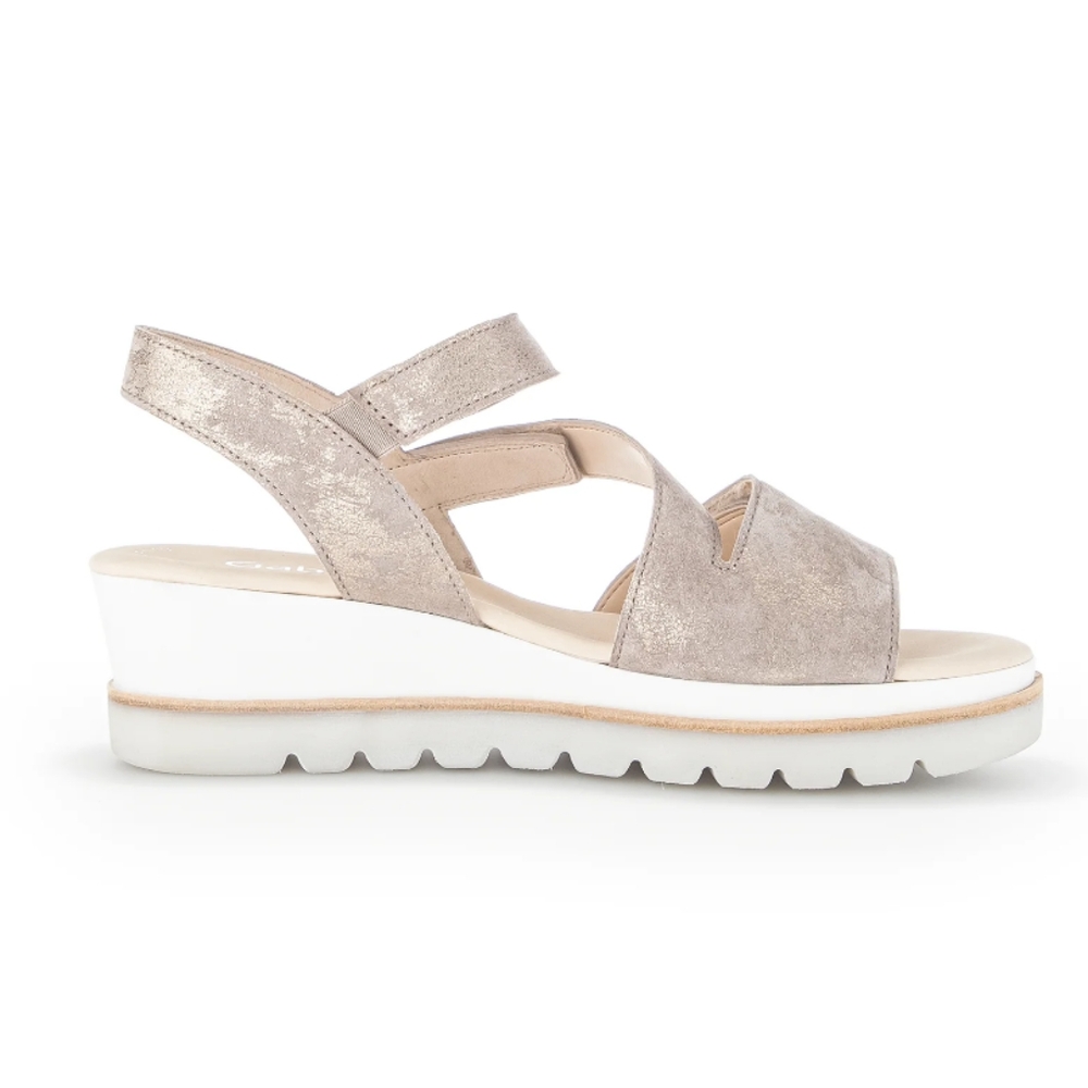 Gabor Metallic Taupe Strappy Wedge Sandals